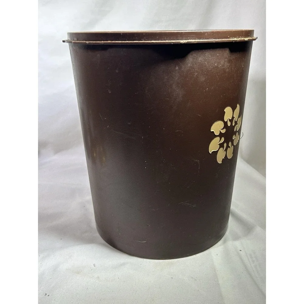 Vintage Tupperware Canister Brown Mushroom 805-6 Container 9.5